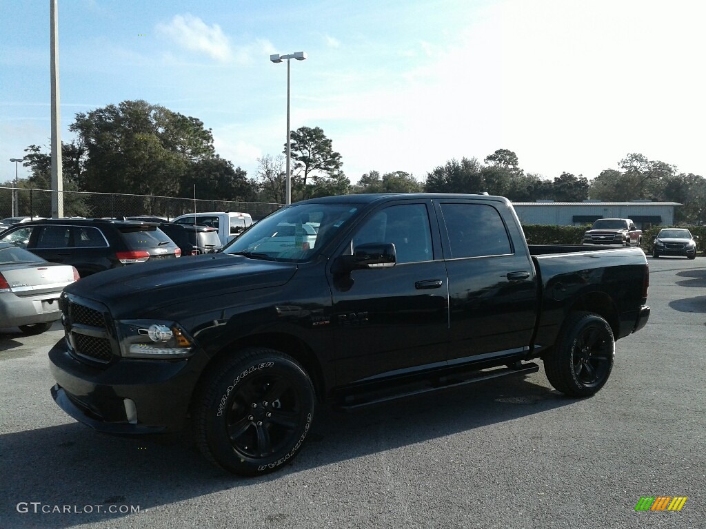 2018 1500 Night Crew Cab 4x4 - Brilliant Black Crystal Pearl / Black photo #1