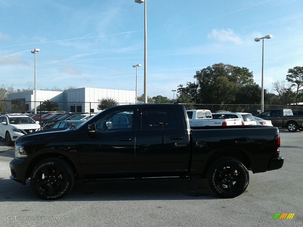 2018 1500 Night Crew Cab 4x4 - Brilliant Black Crystal Pearl / Black photo #2