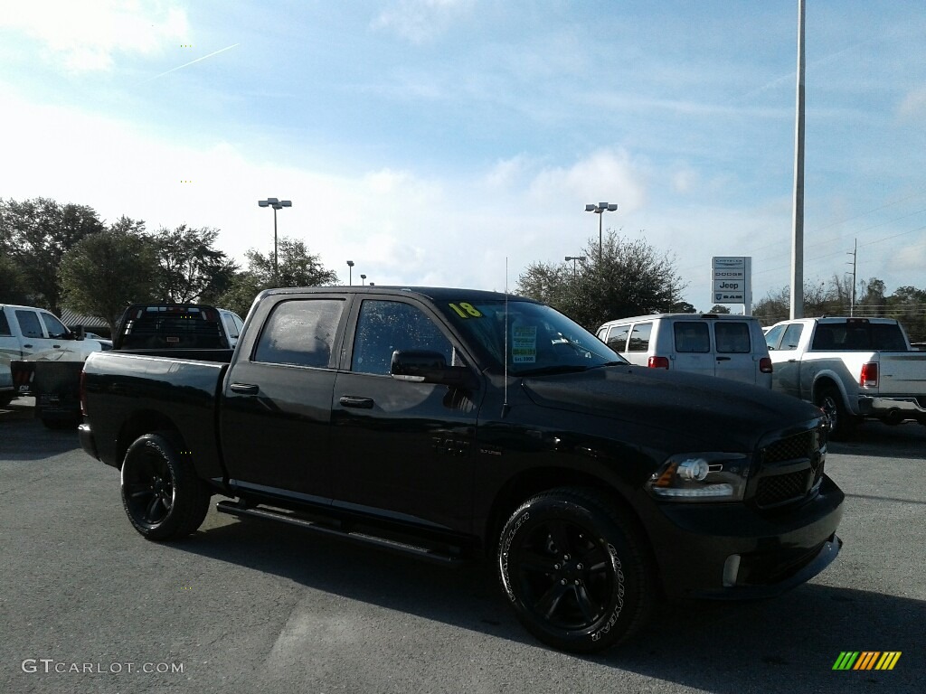 2018 1500 Night Crew Cab 4x4 - Brilliant Black Crystal Pearl / Black photo #7