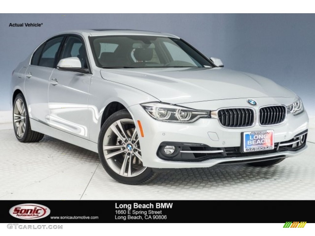 2018 3 Series 330i Sedan - Glacier Silver Metallic / Black photo #1