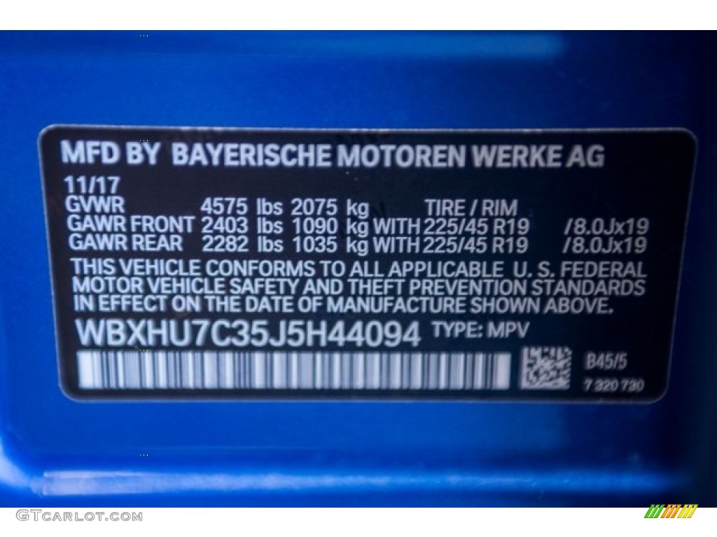2018 X1 Color Code B45 for Estoril Blue Metallic Photo #125332454