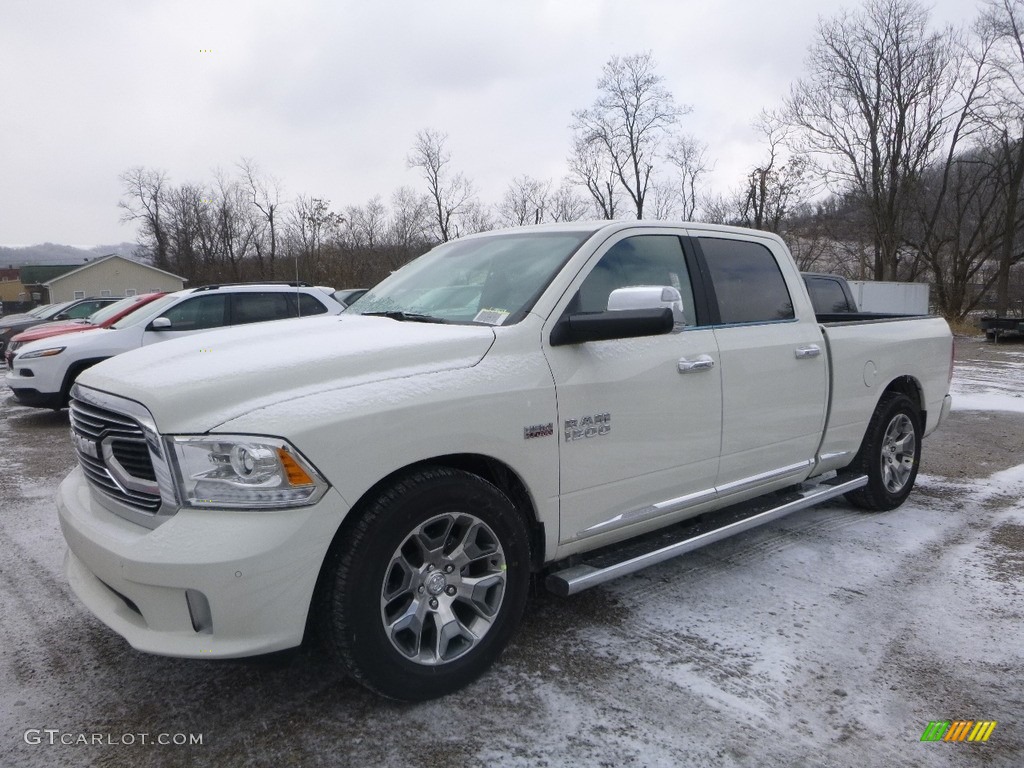 2018 1500 Laramie Longhorn Crew Cab 4x4 - Pearl White / Canyon Brown/Light Frost Beige photo #1