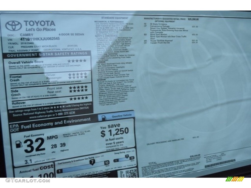 2018 Camry SE - Predawn Gray Mica / Black photo #1