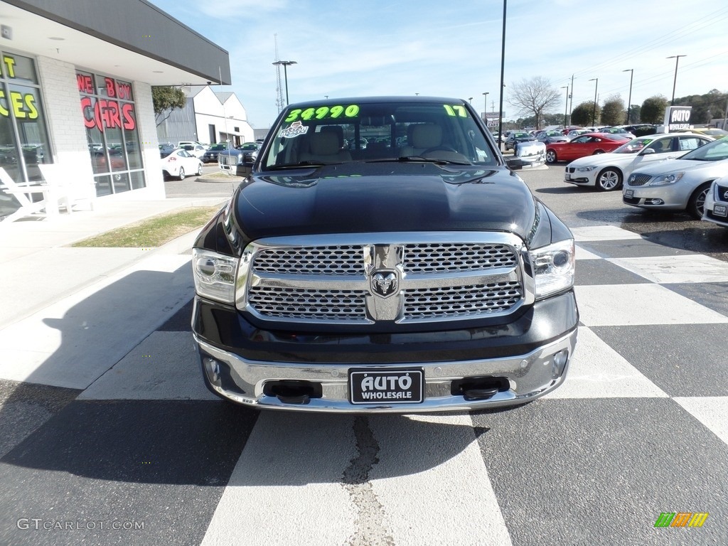 2017 1500 Laramie Crew Cab 4x4 - Brilliant Black Crystal Pearl / Canyon Brown/Light Frost Beige photo #2
