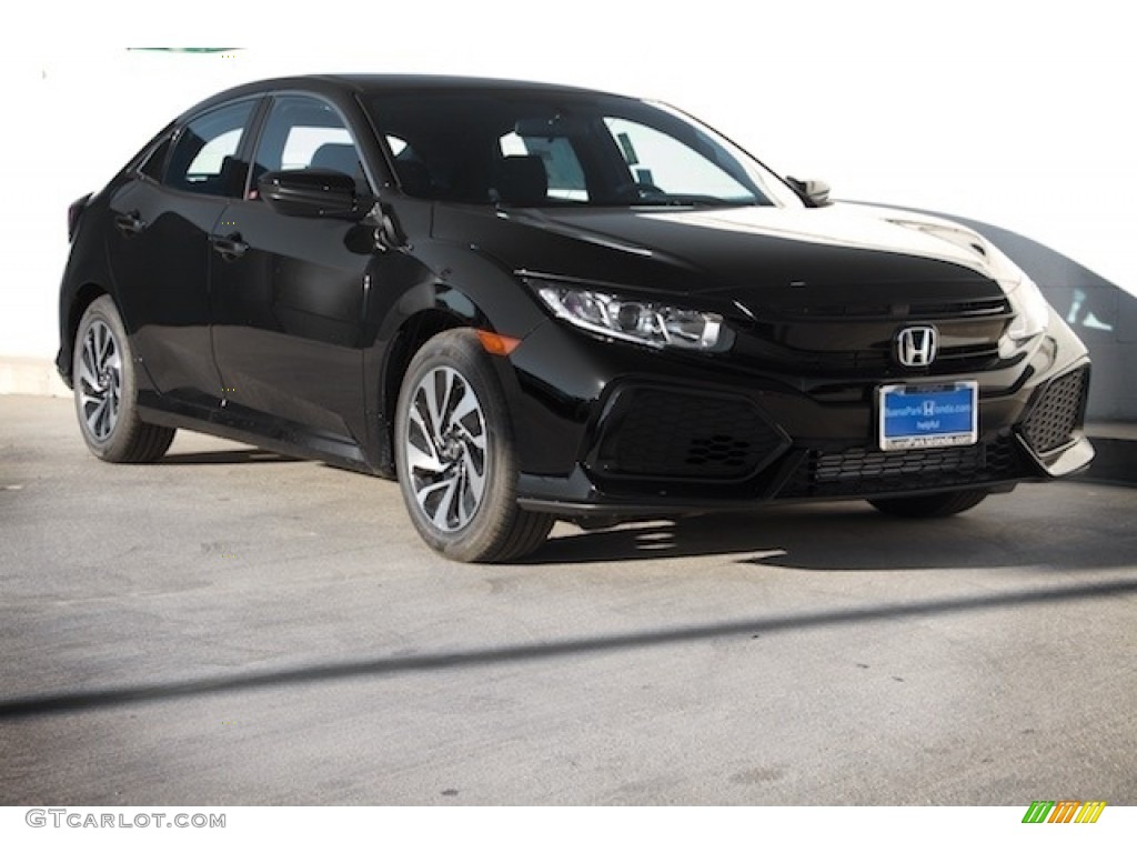 2018 Civic LX Hatchback - Crystal Black Pearl / Black photo #1