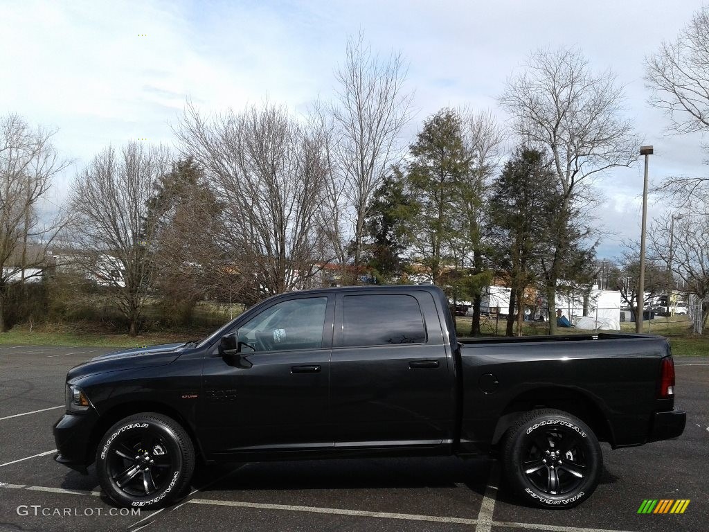 2018 1500 Night Crew Cab 4x4 - Brilliant Black Crystal Pearl / Black photo #1