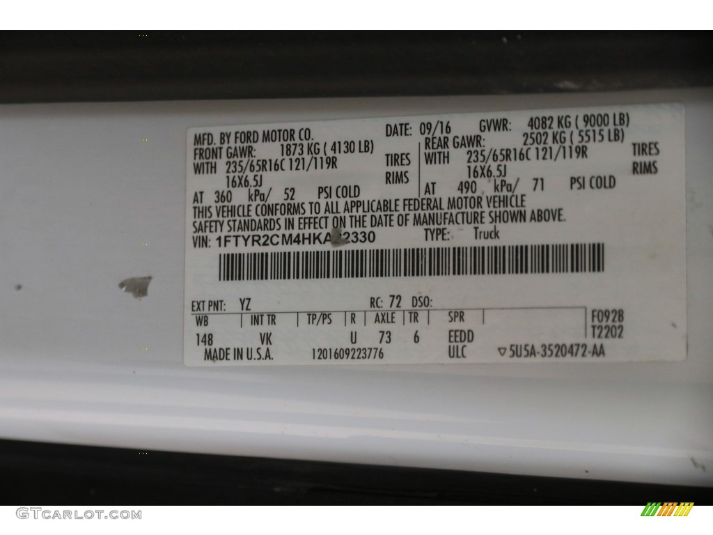 2017 Transit Van 250 MR Long - Oxford White / Pewter photo #21