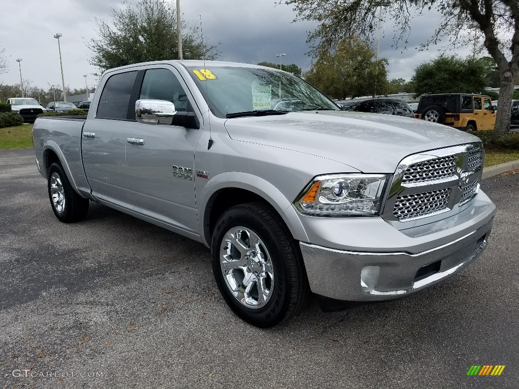 2018 1500 Laramie Crew Cab - Bright Silver Metallic / Black photo #7
