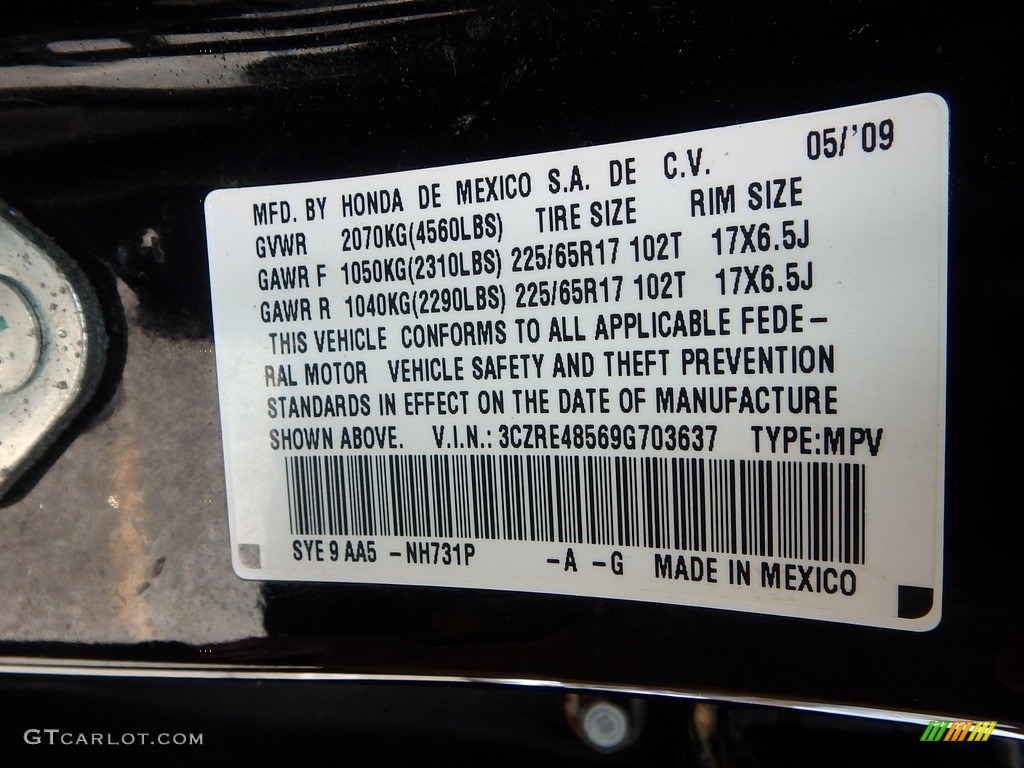 2009 CR-V EX 4WD - Crystal Black Pearl / Black photo #24