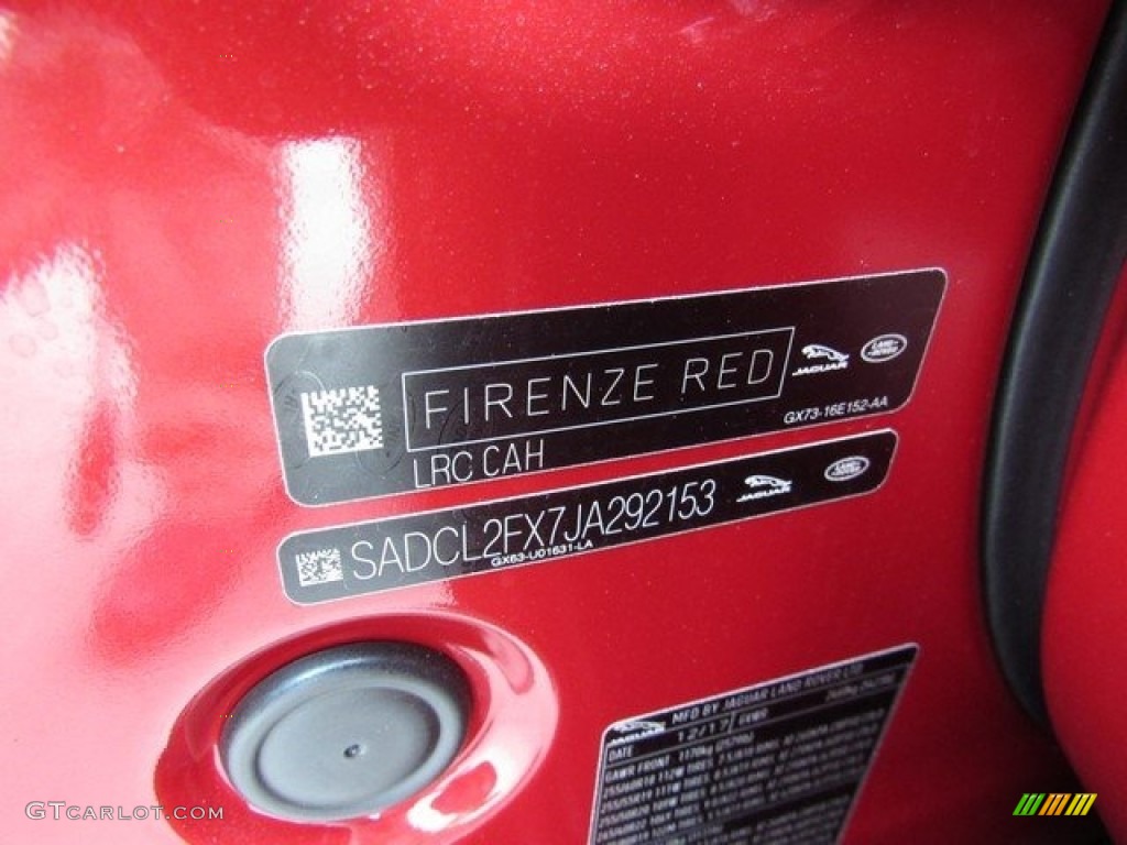 2018 F-PACE Color Code CAH for Firenze Red Metallic Photo #125427871