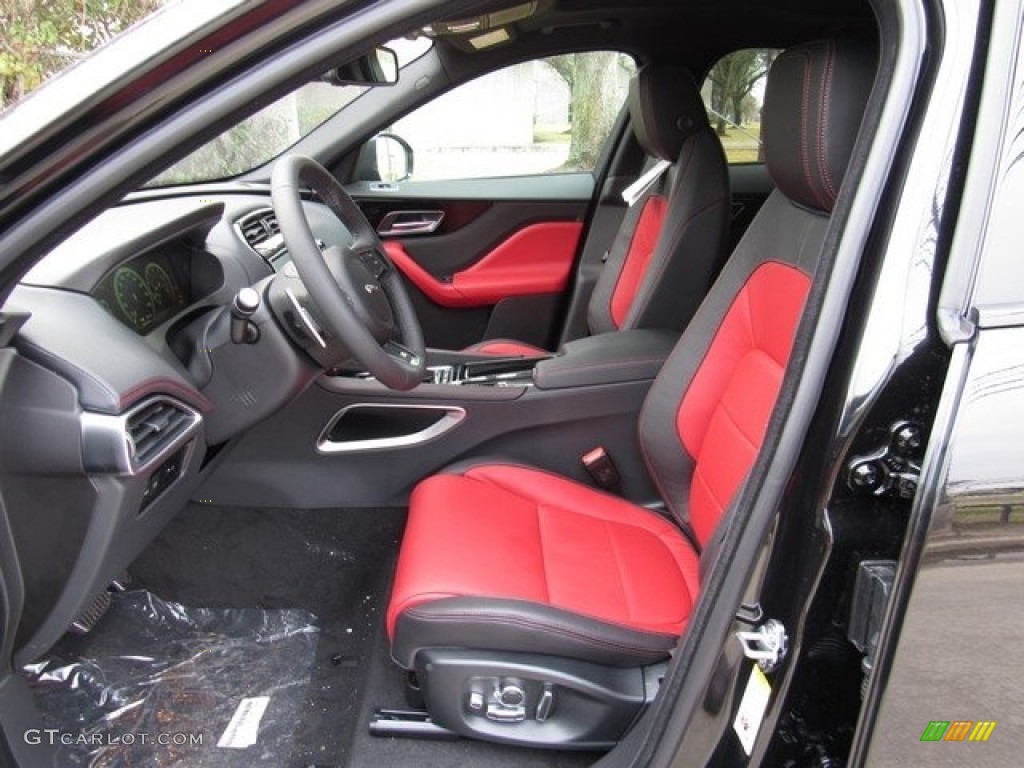 Ebony/Pimento Interior 2018 Jaguar F-PACE 25t AWD R-Sport Photo #125428669