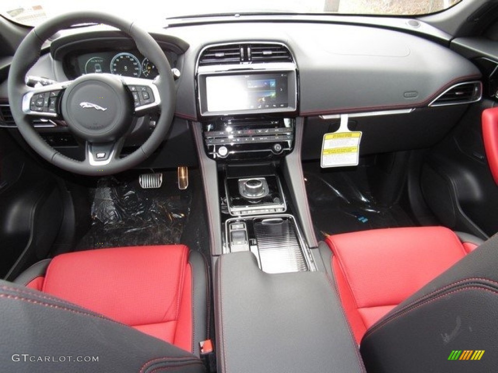 2018 Jaguar F-PACE 25t AWD R-Sport Ebony/Pimento Dashboard Photo #125428681