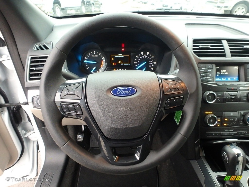 2018 Ford Explorer 4WD Medium Stone Steering Wheel Photo #125439856