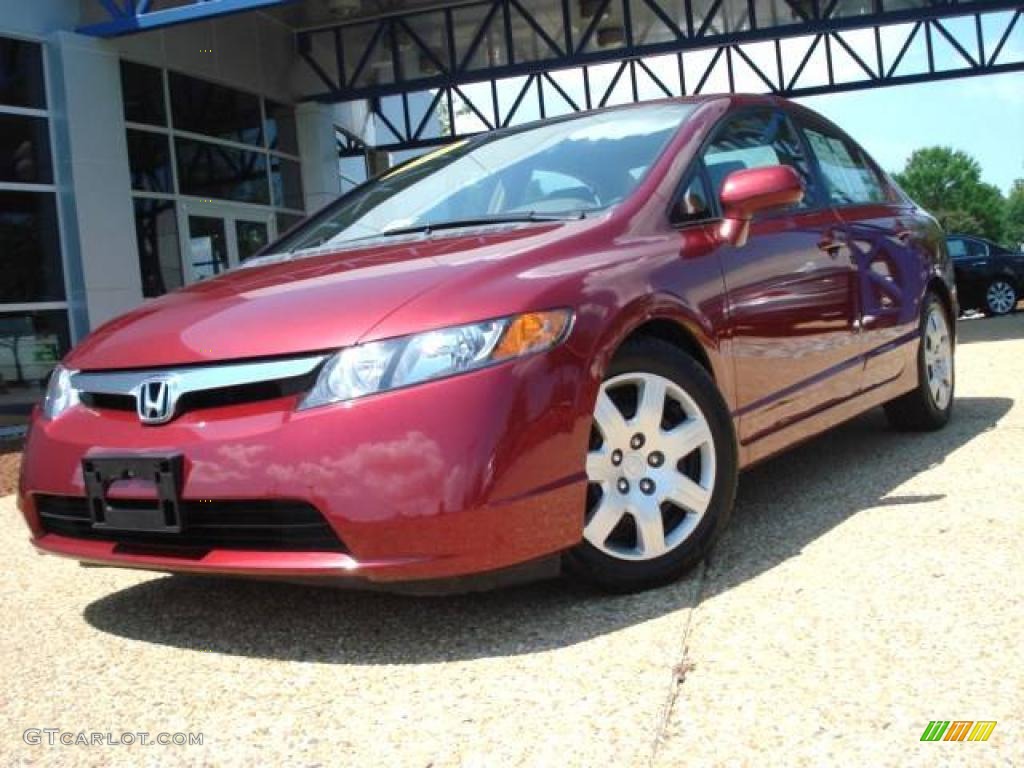 2007 Civic LX Sedan - Tango Red Pearl / Ivory photo #1