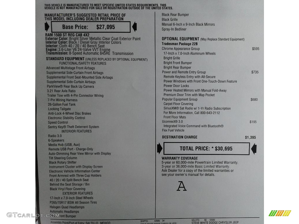 2018 1500 Tradesman Regular Cab - Bright Silver Metallic / Black/Diesel Gray photo #28