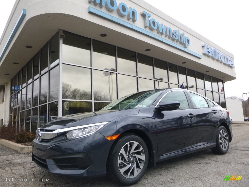 2018 Civic EX Sedan - Cosmic Blue Metallic / Gray photo #1