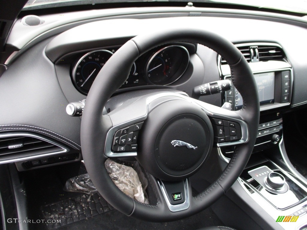 2018 Jaguar XE 25t R-Sport AWD Ebony Steering Wheel Photo #125461899