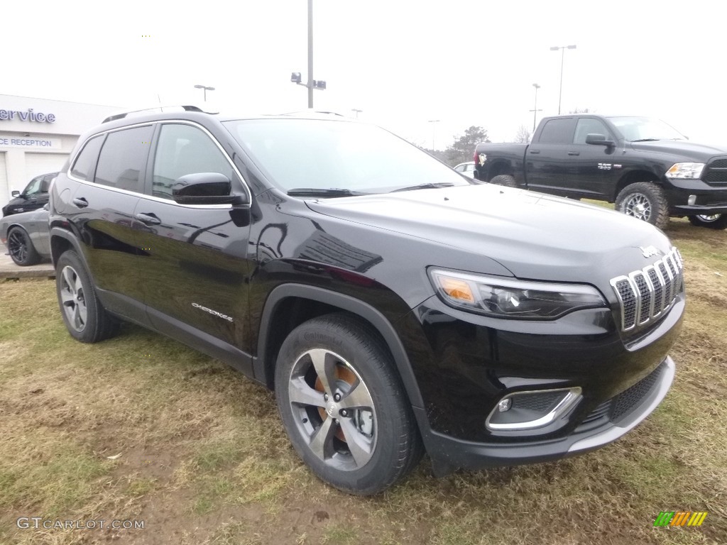Diamond Black Crystal Pearl 2019 Jeep Cherokee Limited 4x4 Exterior Photo #125462205