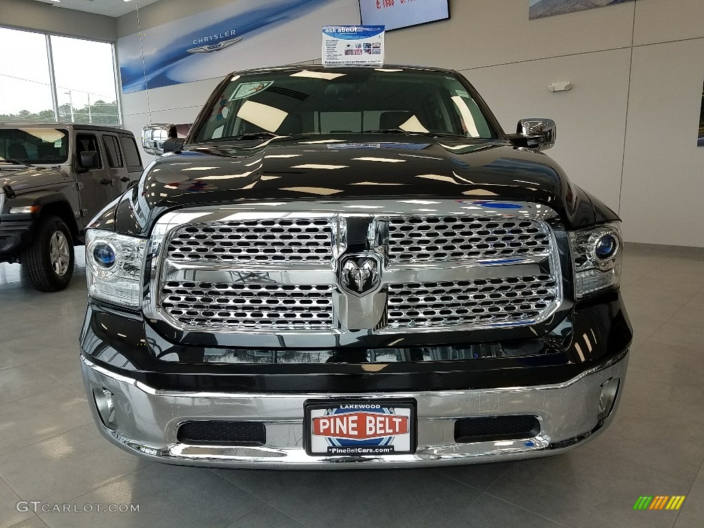 2018 1500 Laramie Crew Cab 4x4 - Brilliant Black Crystal Pearl / Black photo #2