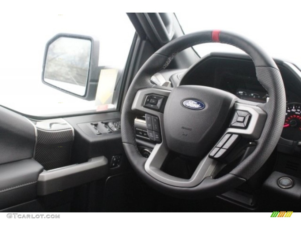 2018 Ford F150 SVT Raptor SuperCrew 4x4 Raptor Black Steering Wheel Photo #125473443