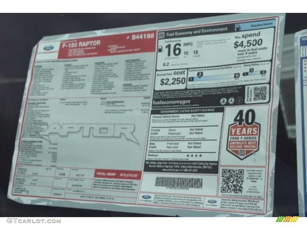 2018 Ford F150 SVT Raptor SuperCrew 4x4 Window Sticker Photos