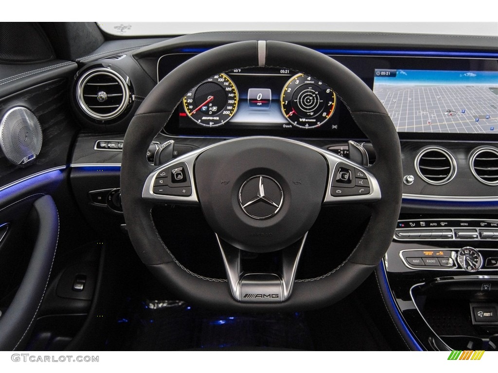 2018 Mercedes-Benz E AMG 63 S 4Matic Black Steering Wheel Photo #125498054