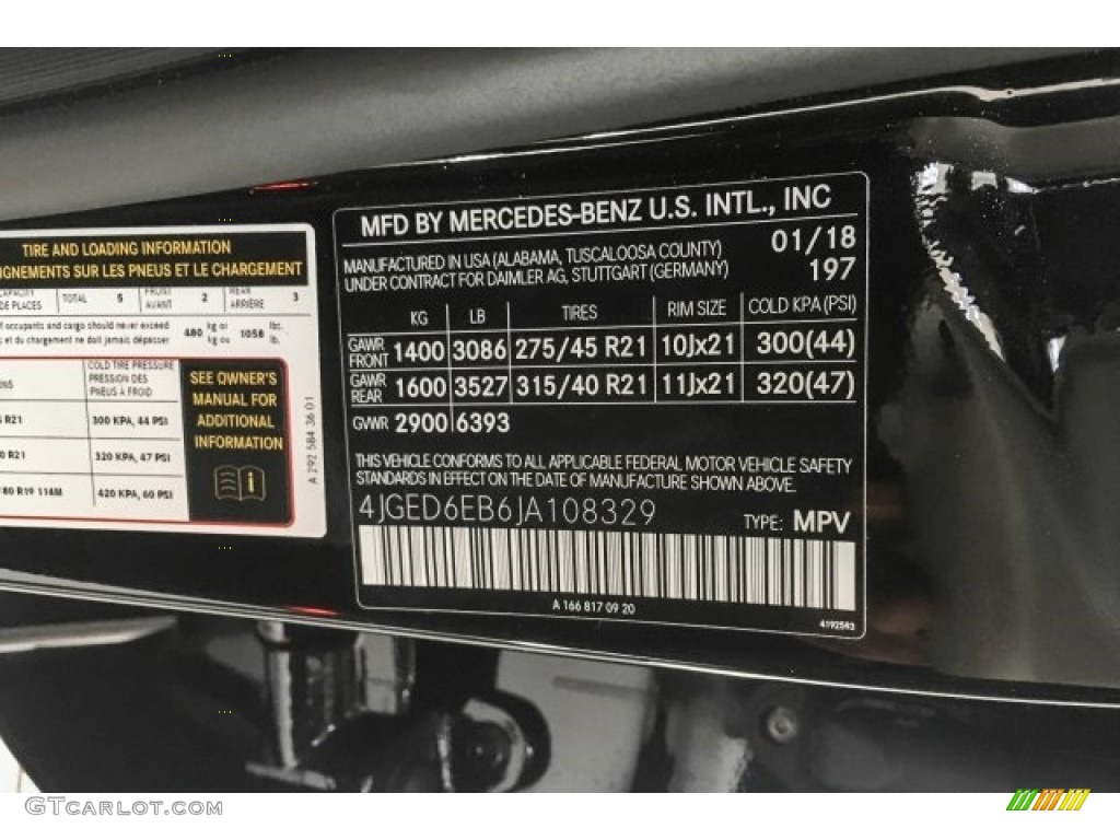 2018 GLE Color Code 197 for Obsidian Black Metallic Photo #125499188