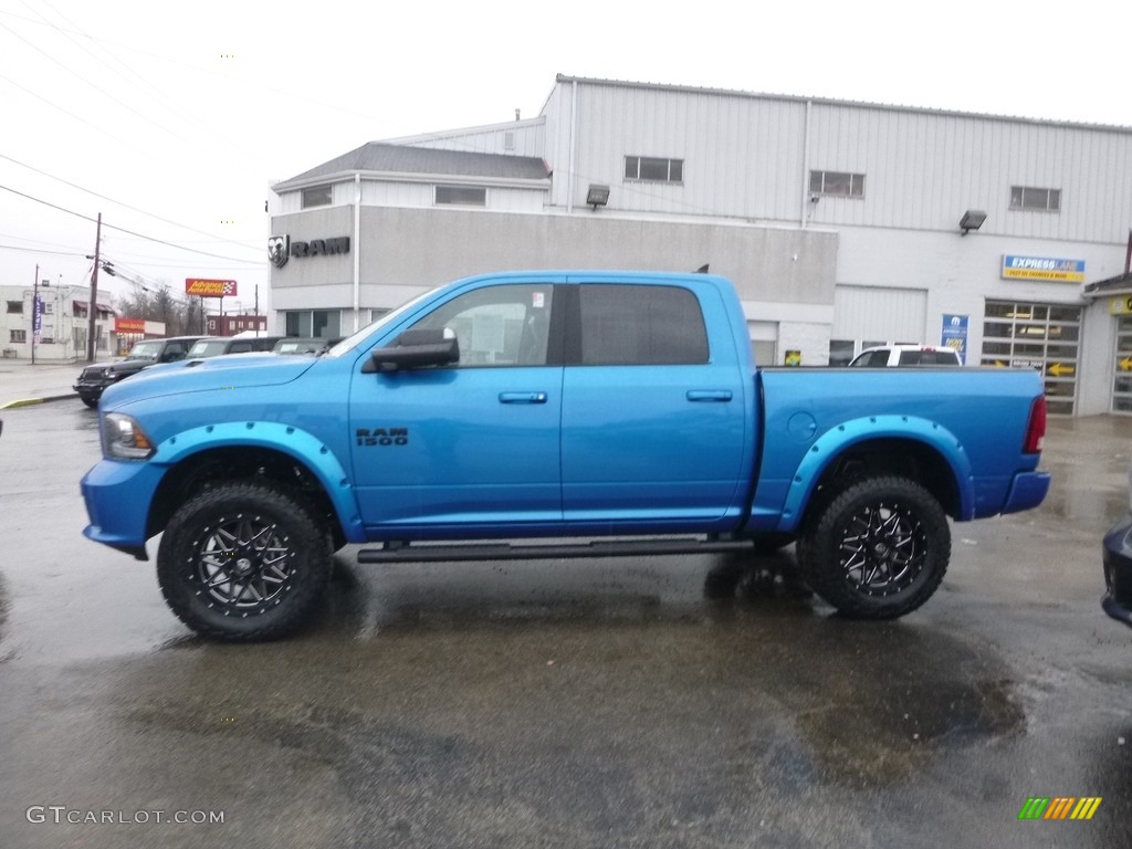 2018 1500 Sport Crew Cab 4x4 - Hydro Blue Pearl / Black photo #2