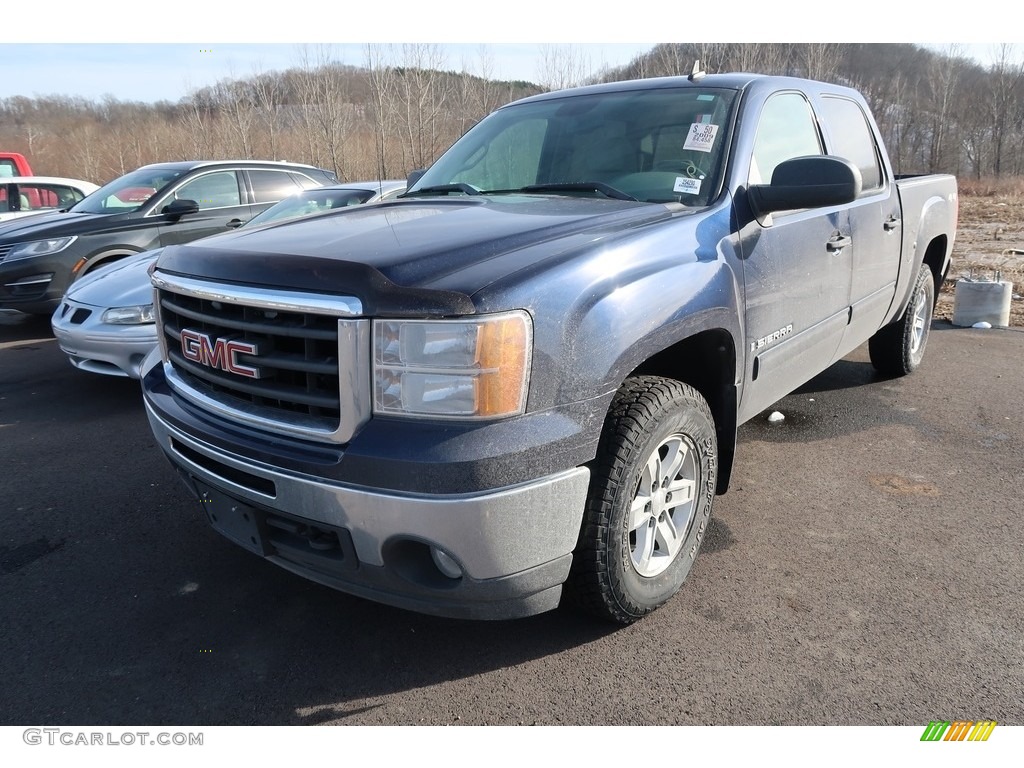 2009 Sierra 1500 SLE Crew Cab 4x4 - Midnight Blue Metallic / Dark Titanium/Light Titanium photo #3