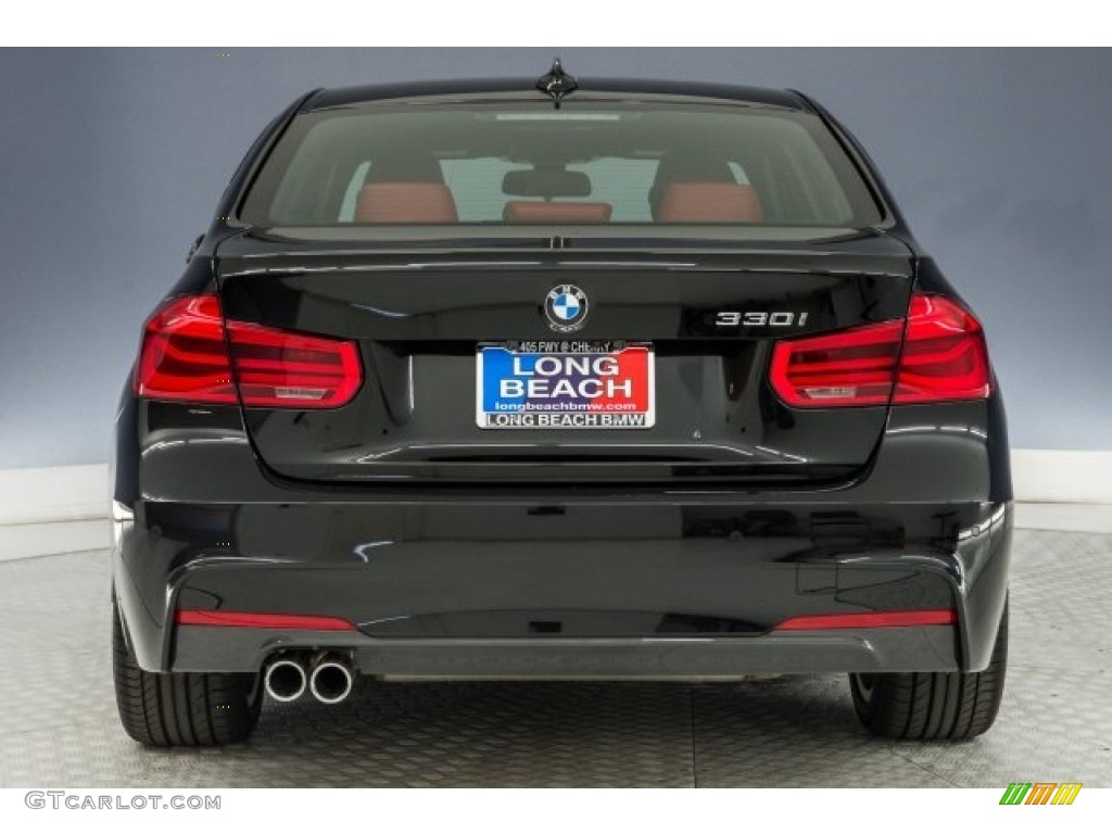 2018 3 Series 330i Sedan - Black Sapphire Metallic / Coral Red photo #3