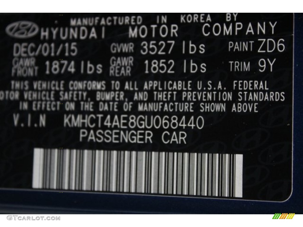 2016 Accent SE Sedan - Pacific Blue / Gray photo #34