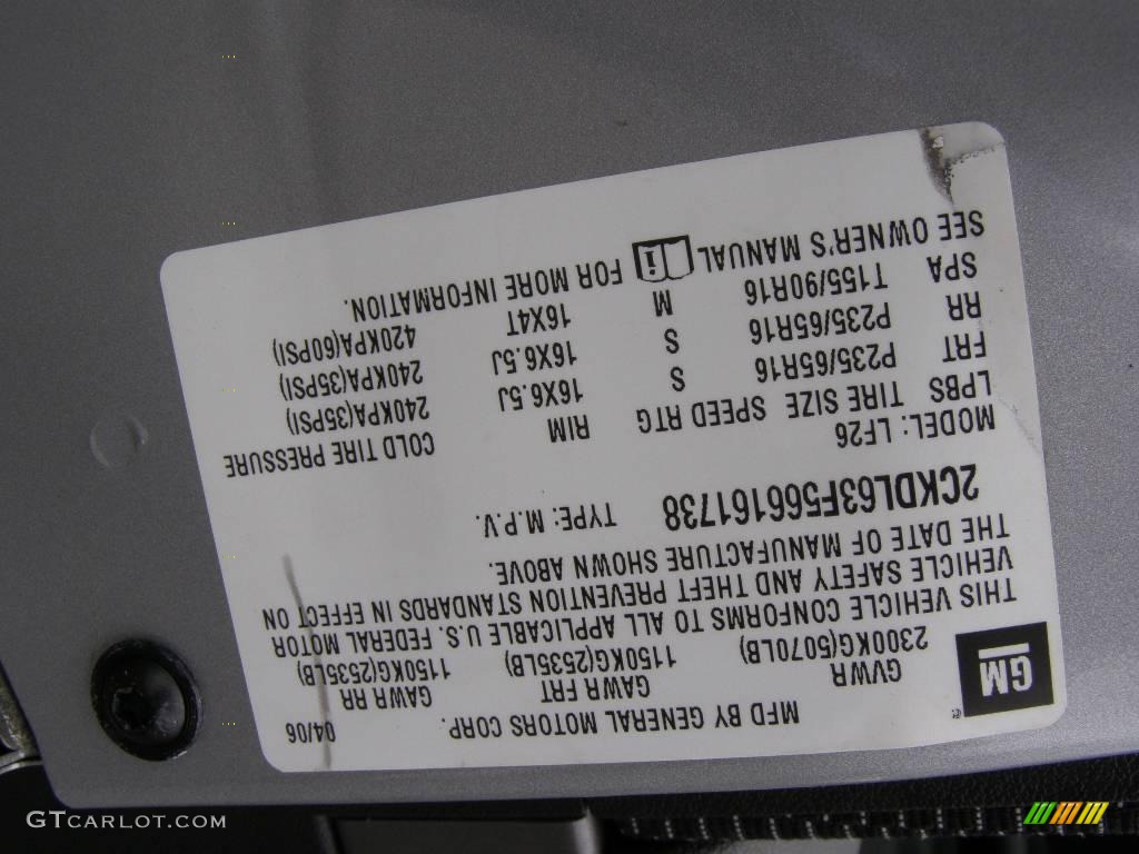 2006 Torrent  - Silver Alloy Metallic / Ebony Black photo #14