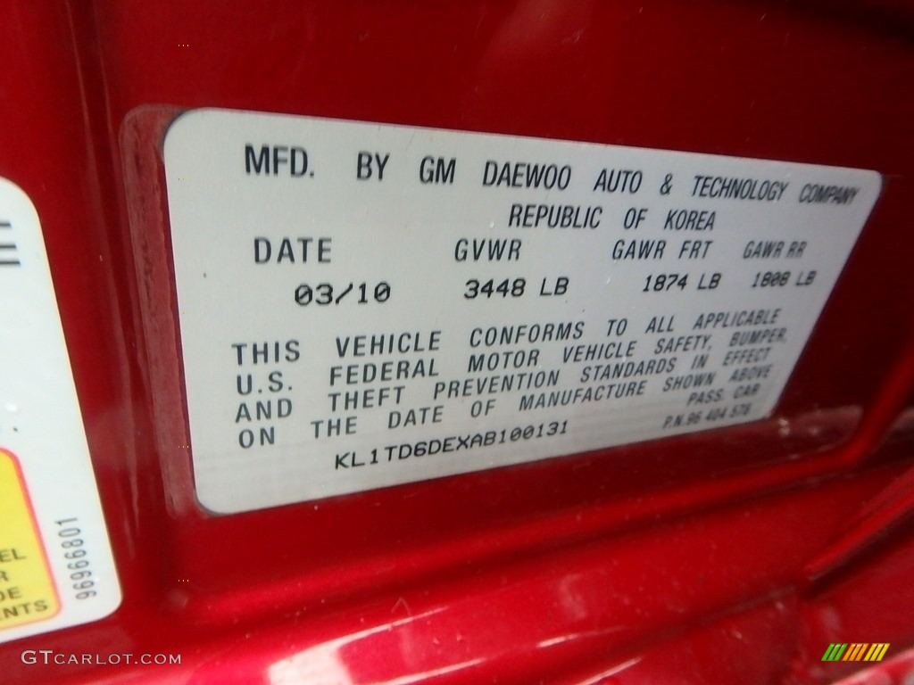 2010 Aveo Aveo5 LT - Sport Red / Charcoal photo #14