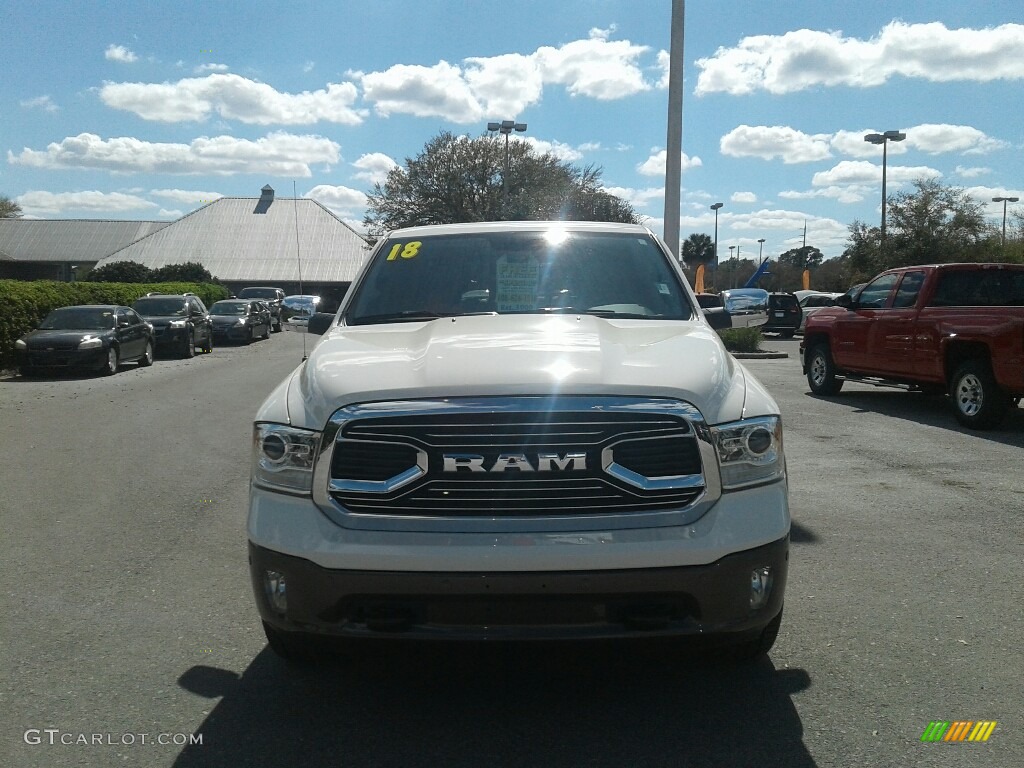 2018 1500 Laramie Longhorn Crew Cab 4x4 - Pearl White / Canyon Brown/Light Frost Beige photo #8