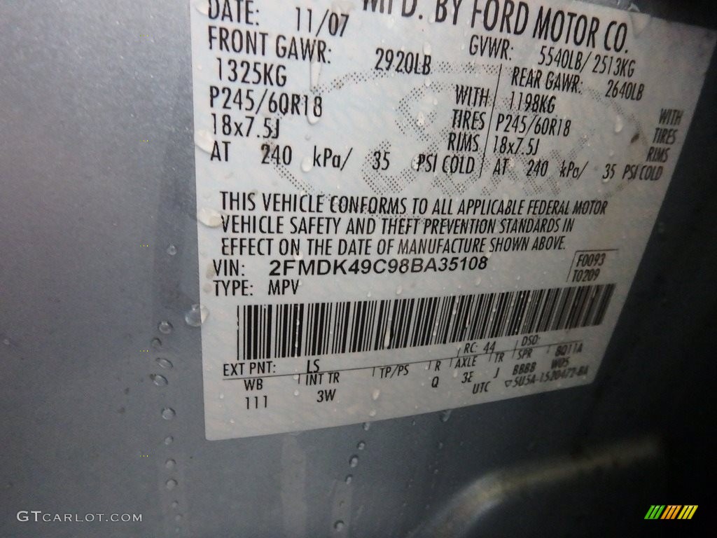 2008 Edge Limited AWD - Light Ice Blue Metallic / Charcoal photo #11