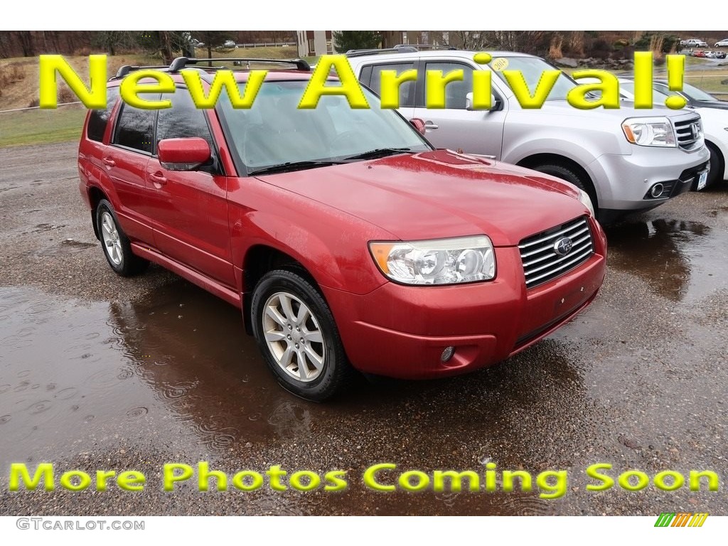 2008 Forester 2.5 X - Garnet Red Pearl / Desert Beige photo #1