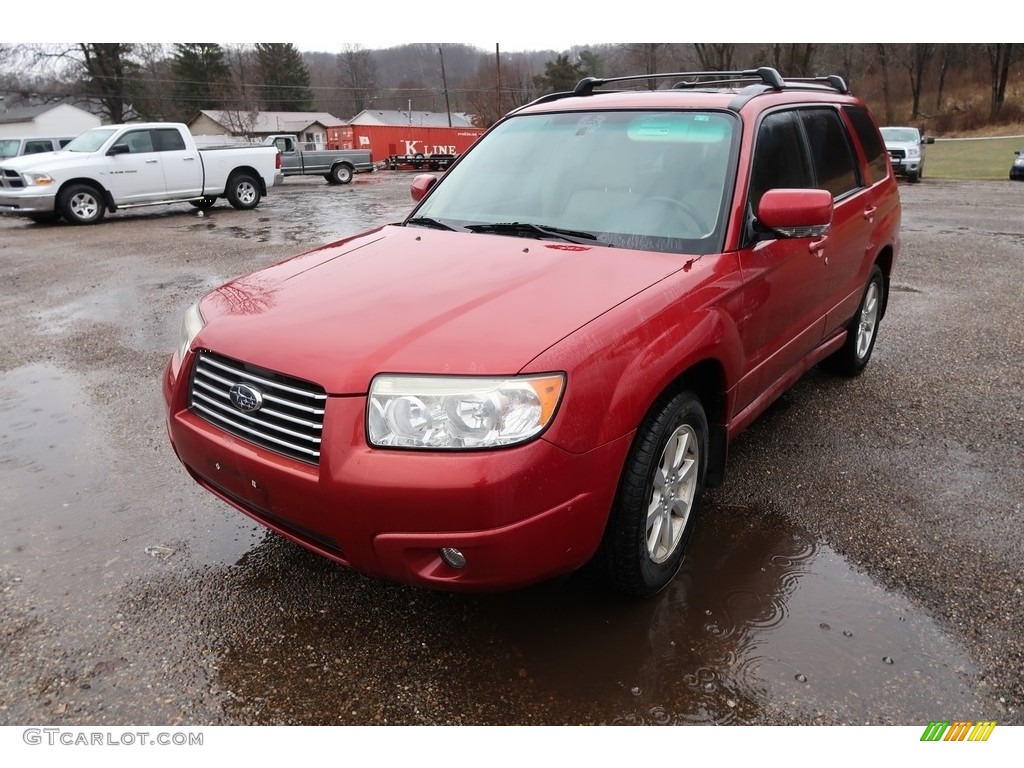 2008 Forester 2.5 X - Garnet Red Pearl / Desert Beige photo #3