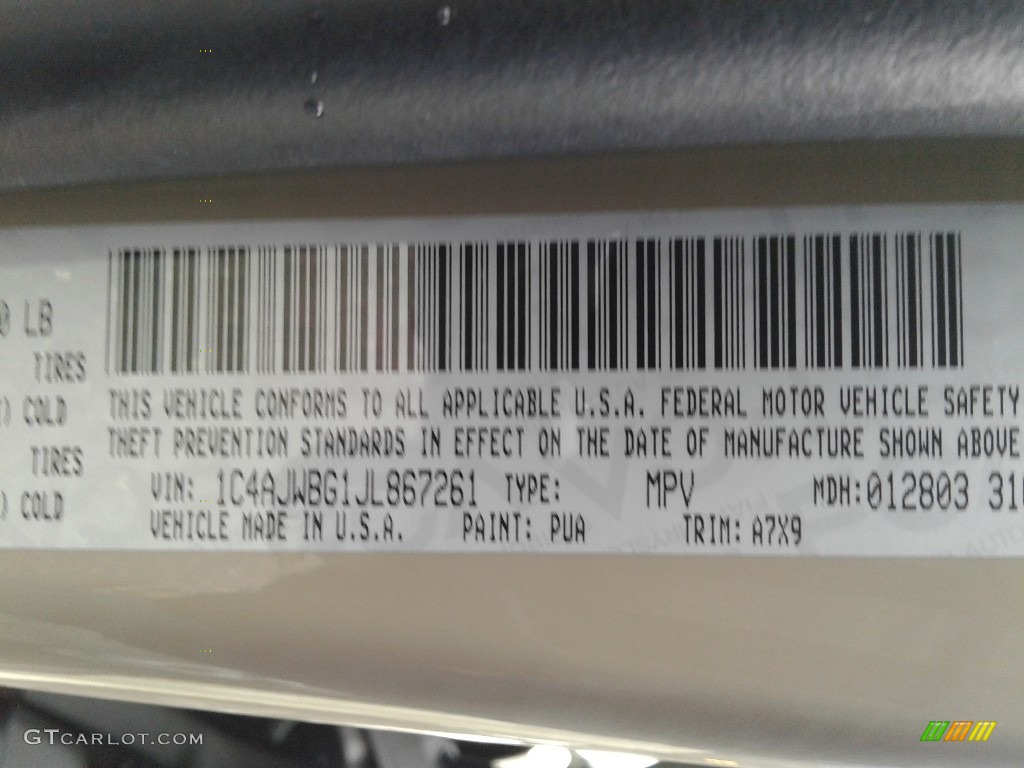 2018 Wrangler Color Code PUA for Gobi Photo #125530676