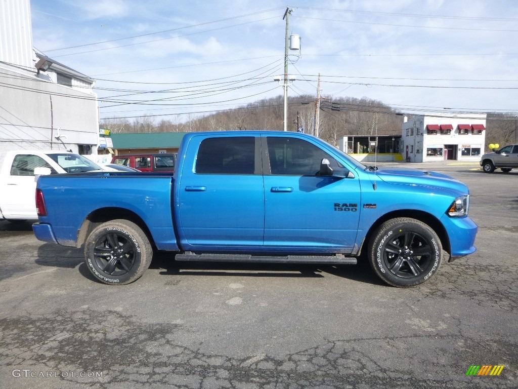 2018 1500 Sport Crew Cab 4x4 - Hydro Blue Pearl / Black photo #6