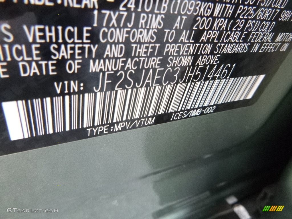 2018 Forester 2.5i Premium - Jasmine Green Metallic / Platinum photo #16