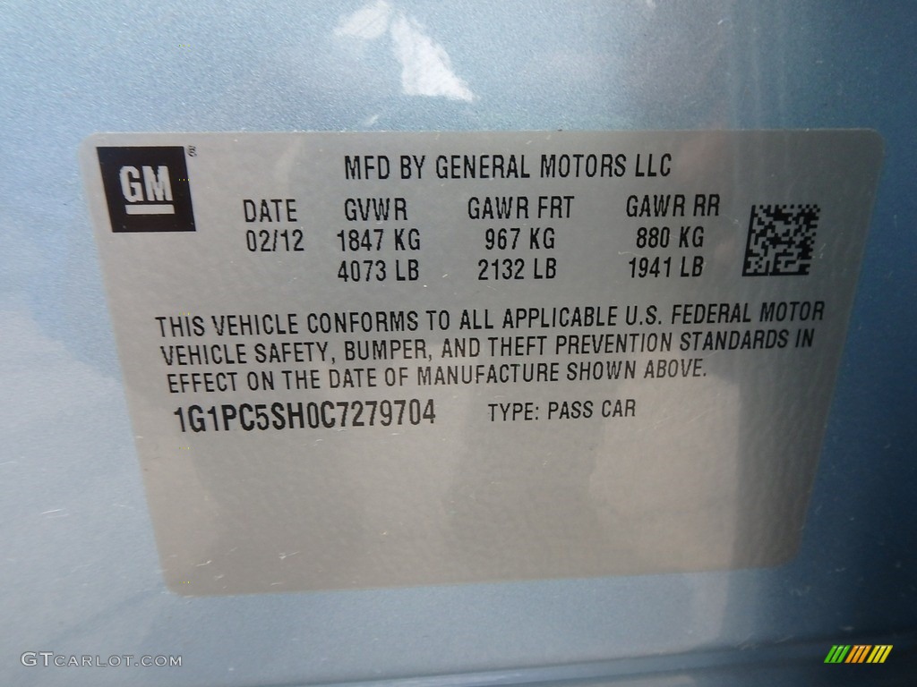 2012 Cruze LS - Ice Blue Metallic / Jet Black/Medium Titanium photo #20