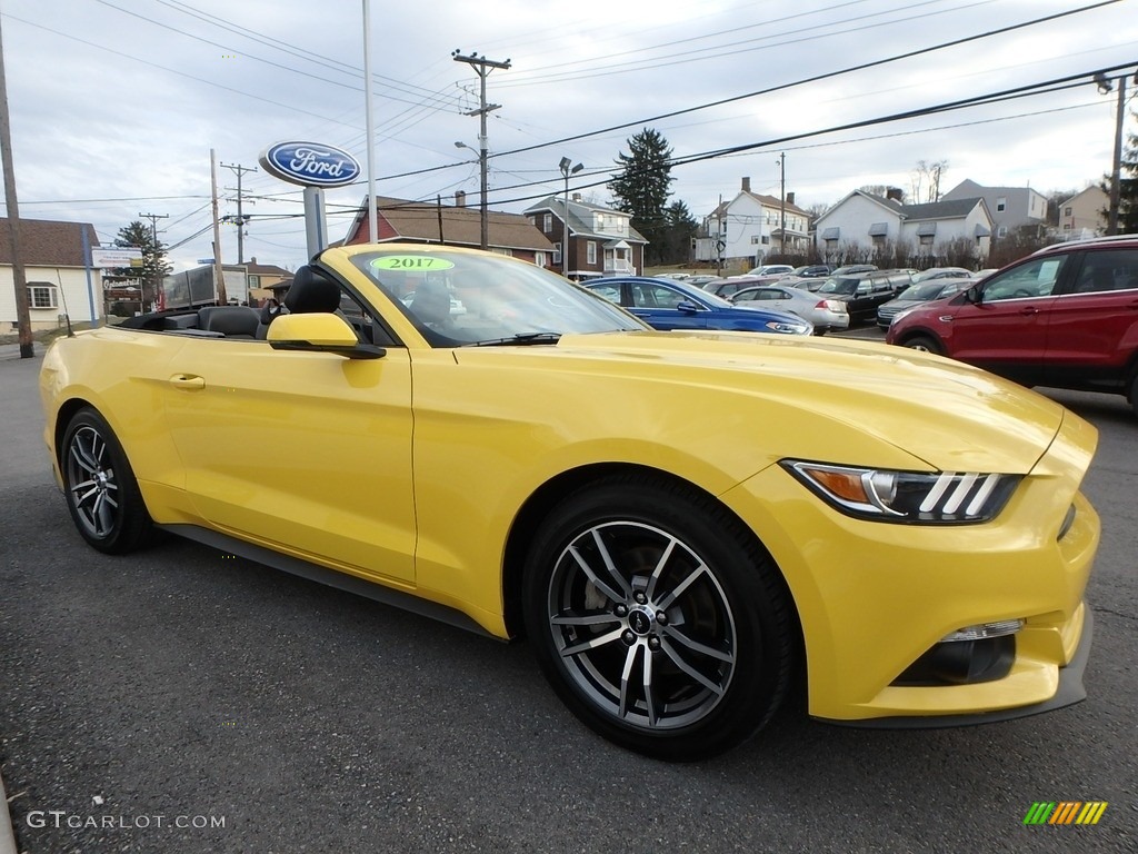 2017 Mustang EcoBoost Premium Convertible - Triple Yellow / Ebony photo #4