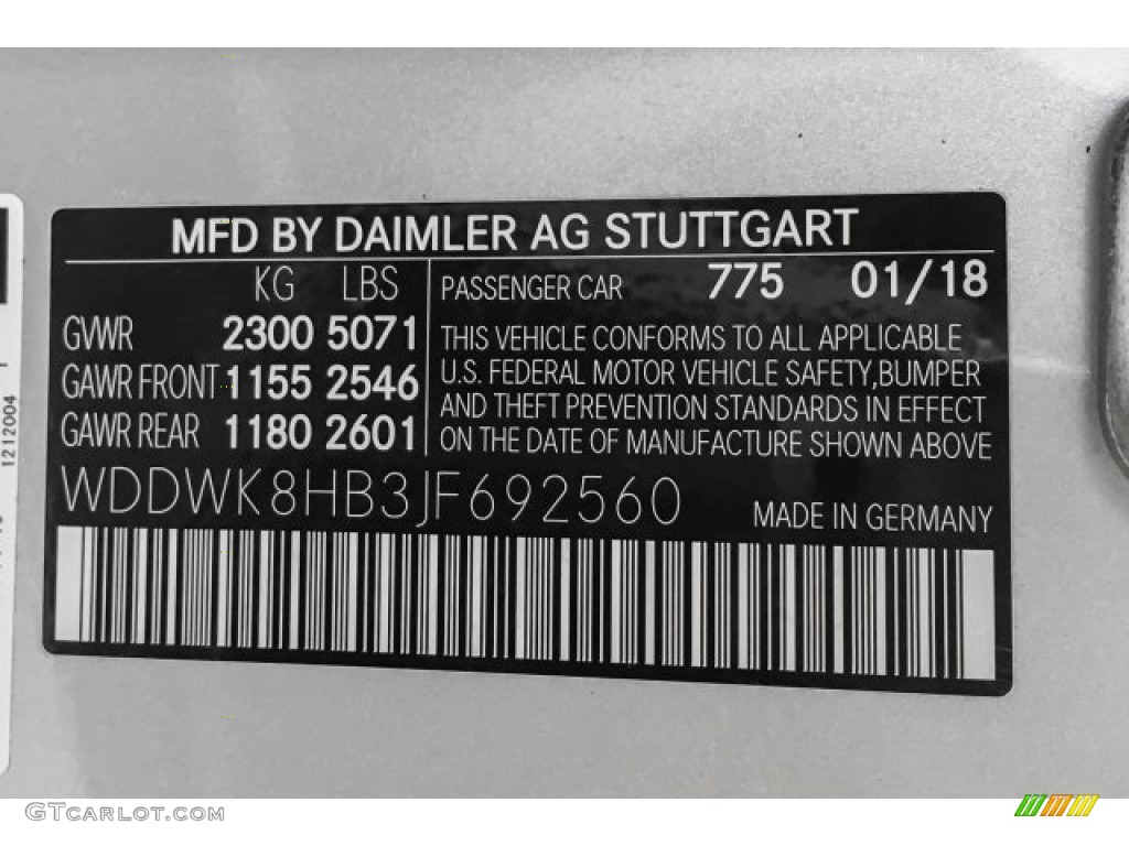 2018 C Color Code 775 for Iridium Silver Metallic Photo #125577162