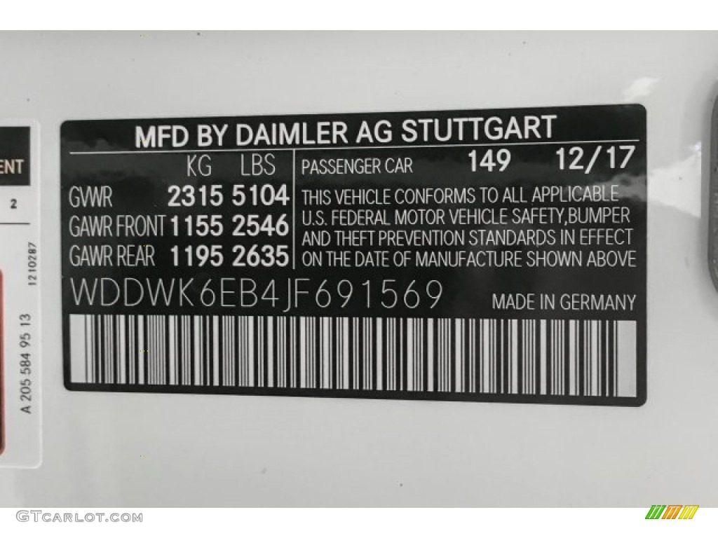 2018 C Color Code 149 for Polar White Photo #125577619