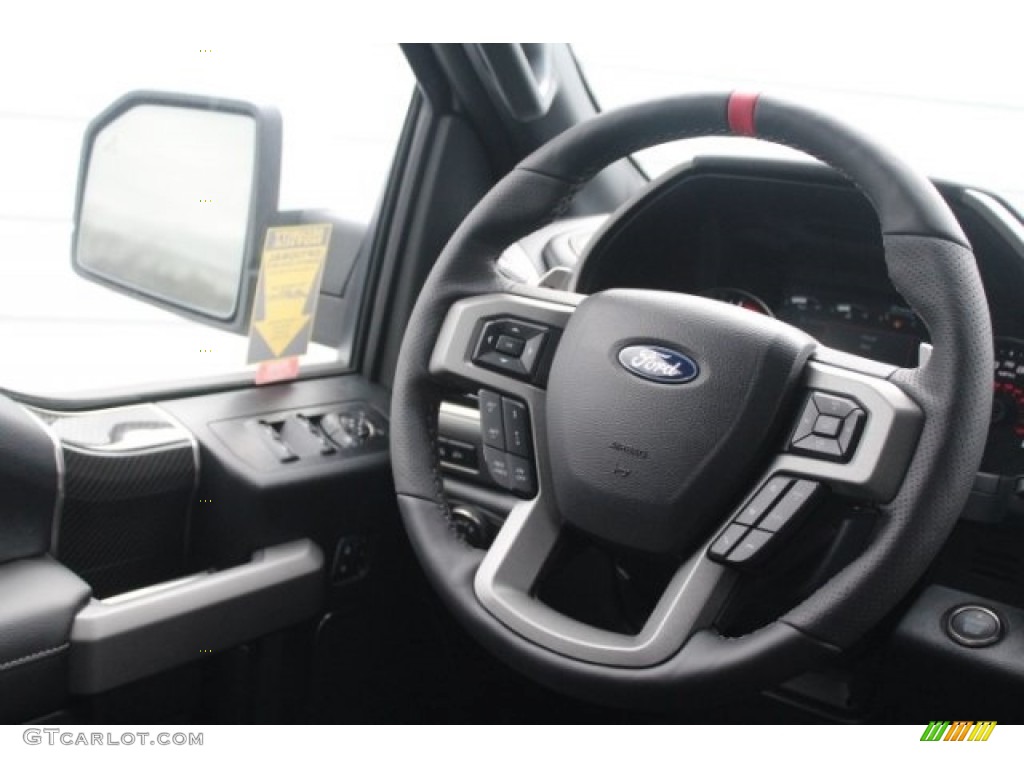 2018 Ford F150 SVT Raptor SuperCrew 4x4 Raptor Black Steering Wheel Photo #125581173
