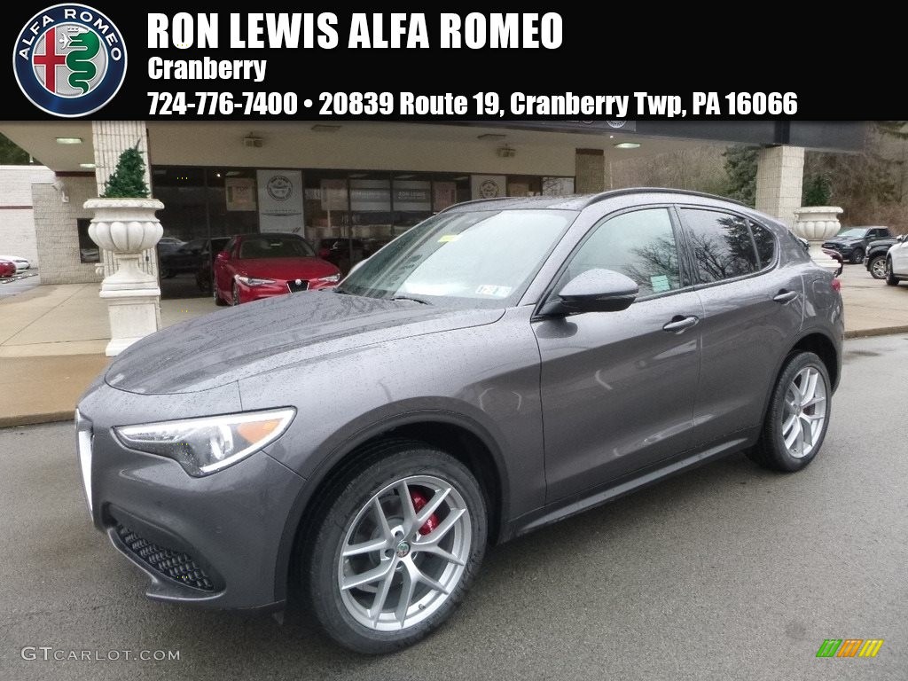 2018 Stelvio Ti AWD - Stromboli Gray Metallic / Black/Red photo #1