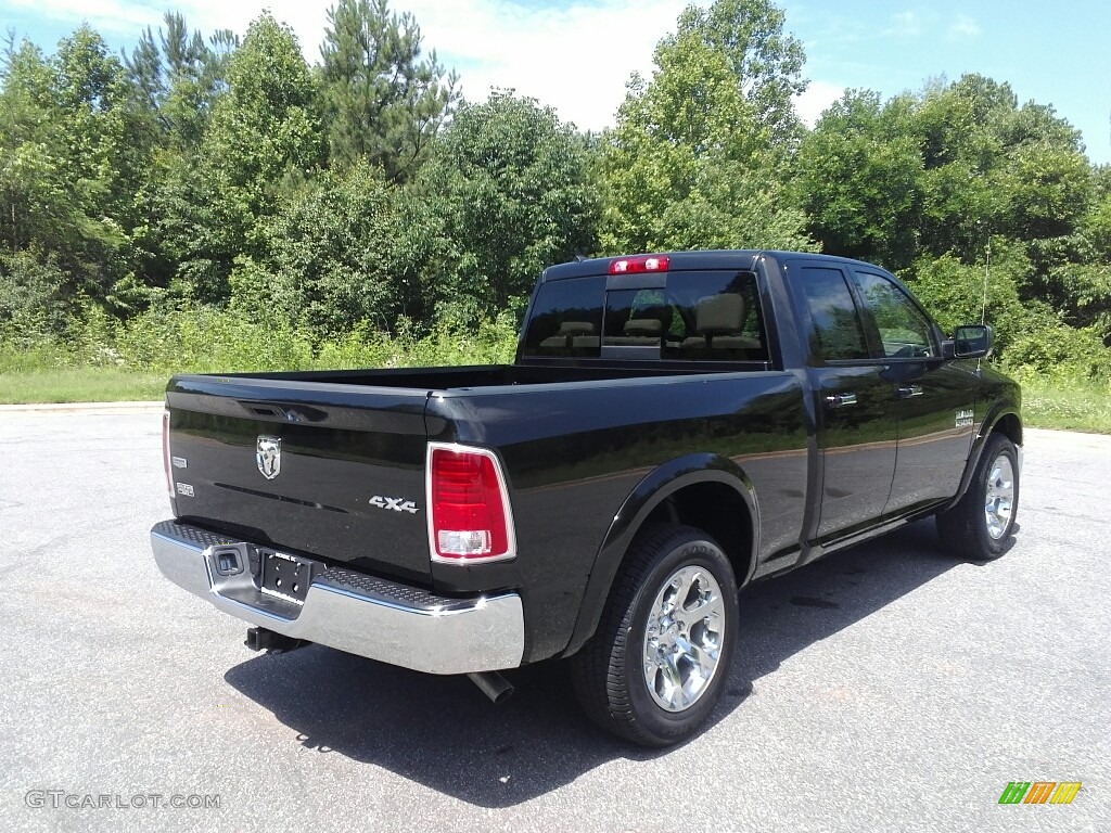 2017 1500 Laramie Quad Cab 4x4 - Brilliant Black Crystal Pearl / Canyon Brown/Light Frost Beige photo #6