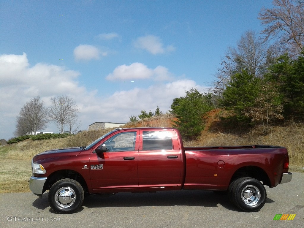 2018 3500 Tradesman Crew Cab 4x4 Dual Rear Wheel - Delmonico Red Pearl / Black/Diesel Gray photo #1
