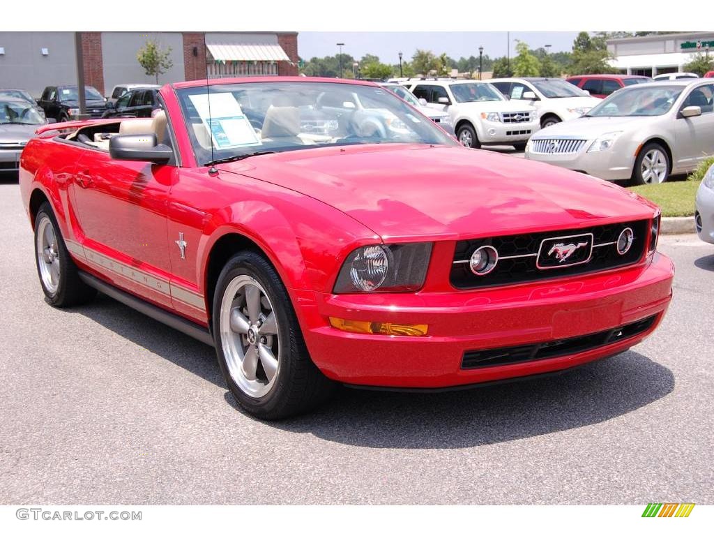 2006 Mustang V6 Premium Convertible - Torch Red / Light Parchment photo #1