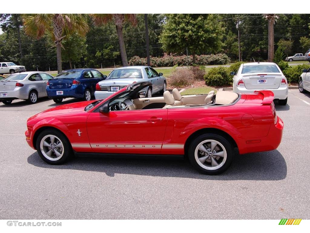 2006 Mustang V6 Premium Convertible - Torch Red / Light Parchment photo #2